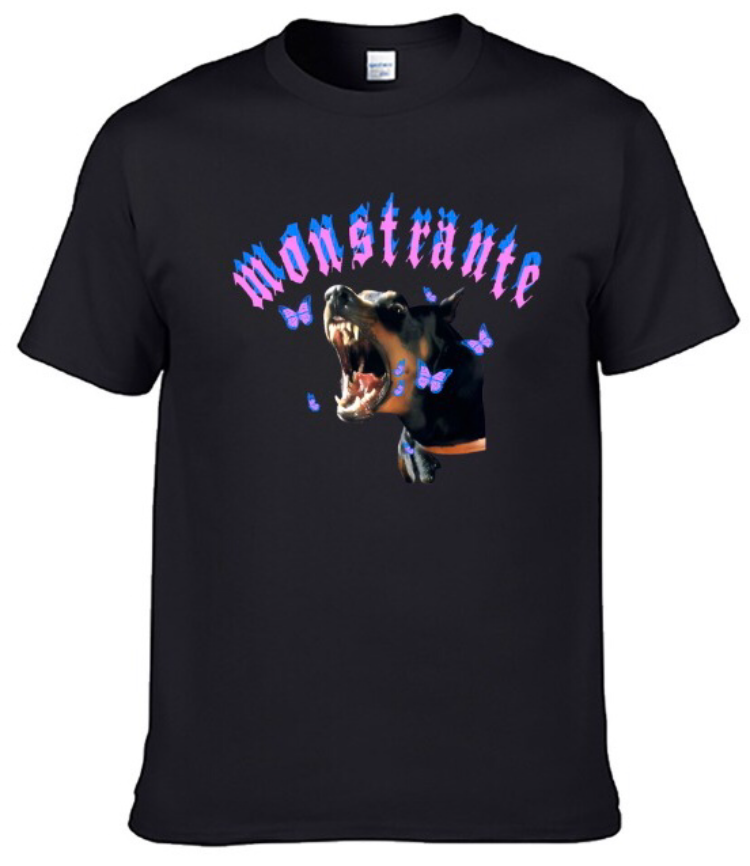 Colourful Butterfly/Dog T-shirt Black